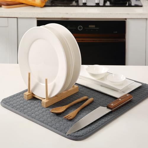 2 Pack Microfiber Dish Drying Mat, Dark Gray - Image 3