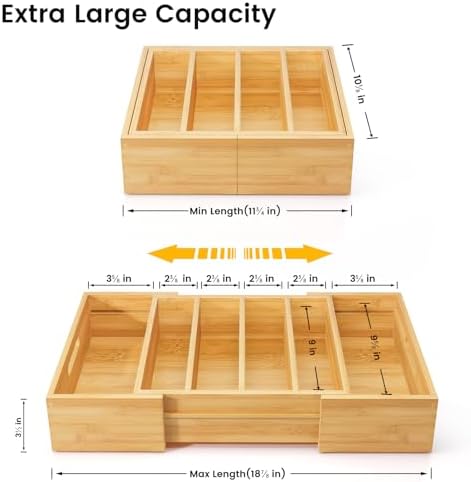 Kiasthome Expandable Bamboo Lid Organizers Inside Cabinet, Kitchen Cabinet - Image 2