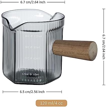 Joeyan 4 oz Grey Double Spouts Measuring Triple Pitcher Milk Cup - Image 2