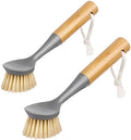MR.SIGA Dish Brush with Bamboo Handle Built-in Scraper by MRSIGA