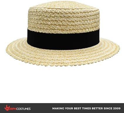 Morph Adult Straw Panama Boater Skimmer Hat Gatsby Roaring Barbershop Quartet - Image 3