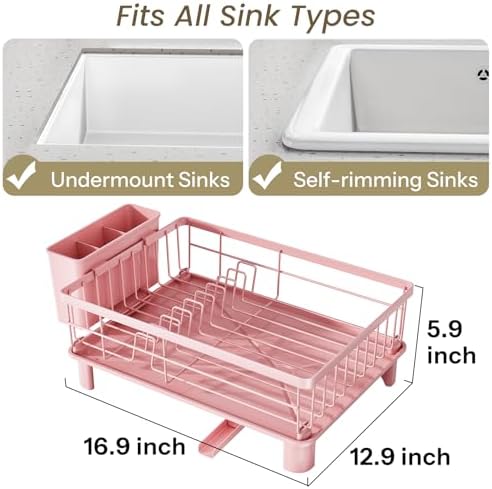 SNTD Dish Drying Rack for Small Kitchen Counter, 12.9" W x 16.9" L - Image 2