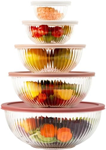 Glass Mixing Bowls with Lids Sets by Freshmage