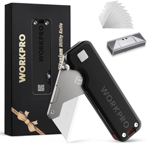 WORKPRO Premium Titanium Utility Knife, CNC Unibody, Lightweight G-10Handle by WORKPRO