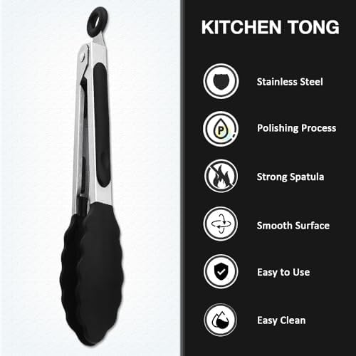 7 inch Mini Silicone Serving Tongs - Image 3