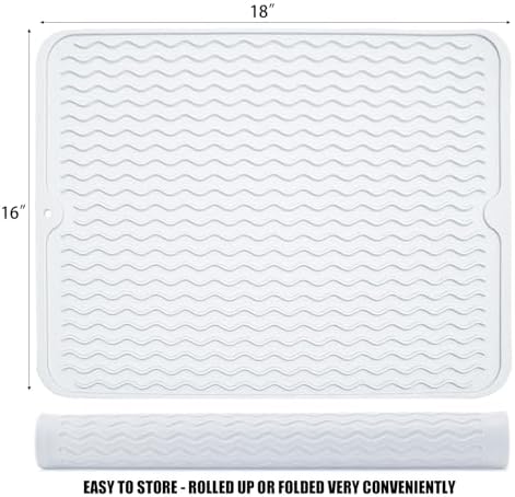 Silicone Dish Drying Mat, Non-Slip Easy Clean Sink Mat, Translucent - Image 4