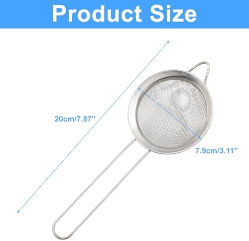 Piutouyar 8cm/3.15" Fine Mesh Strainers, Stainless Steel Kitchen Strainers - Image 2