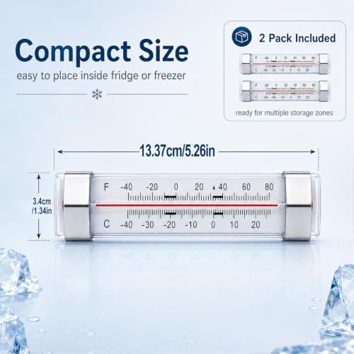 2 Pack Fridge Refrigerator Freezer Thermometer - Image 2