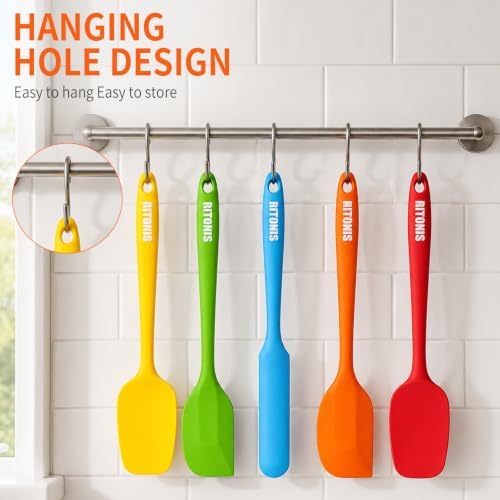 Silicone Spatula Set, 5-Piece Heat Resistant Scraper Tools - Image 6