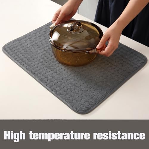 2 Pack Microfiber Dish Drying Mat, Dark Gray - Image 6