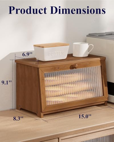 Kitsure Wooden Bread Box for Kitchen Countertop - Image 2