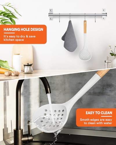 Badiano Silicone Kitchen Ladle Strainer, Large Slotted Spoon - Image 7