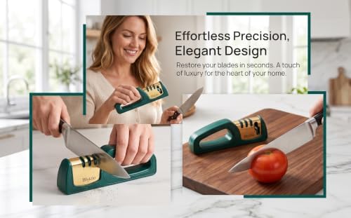 4-in-1 Knife Sharpener for Kitchen Knives & Scissors, Manual Pull Through - Image 6