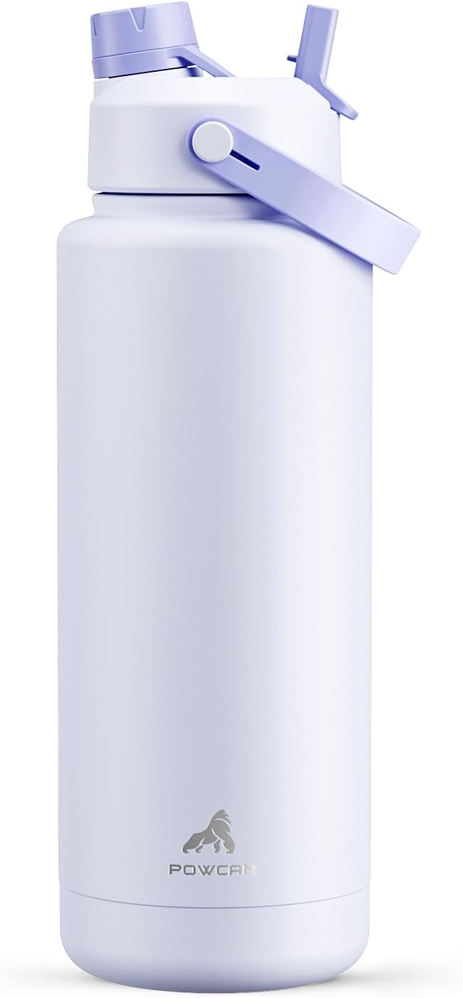 40 oz Insulated Water Bottle with 2-in-1 Straw and Spout Lid, Keep Cold 24H, Leak-Proof, BPA-Free, Double Wall Stainless Steel Water Bottle for Sports, Gym, Travel, and School (Lupine)