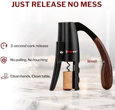 Forge Quality Compact Vertical Lever Corkscrew Wine Opener - Image 4
