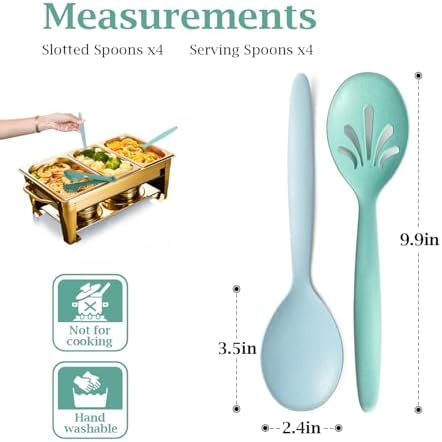 8 Pack 10" Large Reusable Plastic Wheat Straw Serving Spoon Set, 4 Serving - Image 2