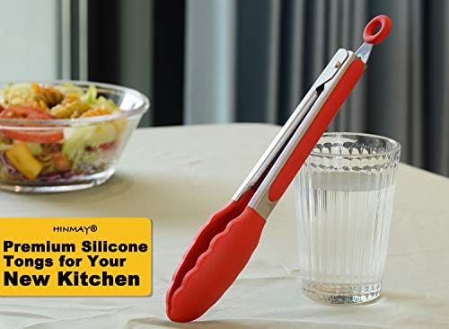 HINMAY 9" Kitchen Tongs with Silicone tips - Image 5