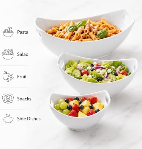 Porcelain Mixing Bowls with Handles, 3 Piece Nesting Bowl Set - Image 2