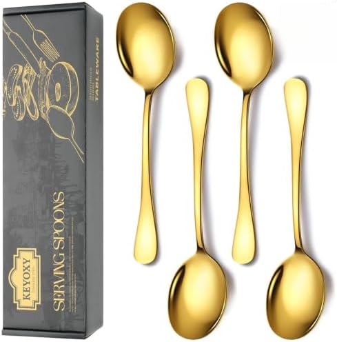 4 PCS Serving Spoons Set, Includes 4 Large Spoons by KEYOXY