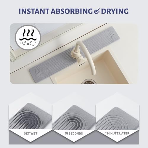 Fast Drying Stone Faucet Mat for Kitchen Sink - Image 3