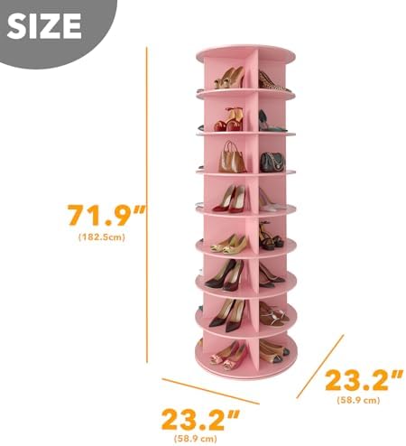 SpaceAid 8 Tier Rotating Shoe Rack Tower, Spinning Shoe Display Lazy Susan - Image 2