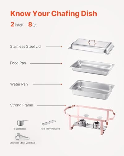 VEVOR Chafing Dish Buffet Set, 8 Qt 2 Pack, Stainless Steel Chafer - Image 5