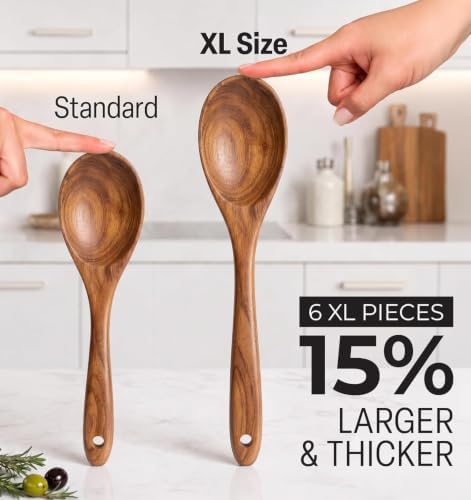 Zulay Kitchen Extra-Large 6-Piece Wooden Spoon Set - Image 2