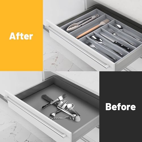 Kitchen Bamboo Silverware Organizer, Kitchen Drawer Organizer - Image 4