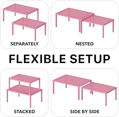 Simple Houseware Expandable Stackable Kitchen Counter Shelf Organizer, Metal Top - Image 6