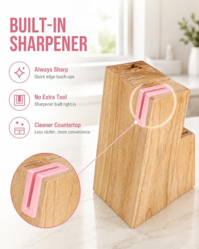 14-Piece Pink Kitchen Knife Set - Image 3