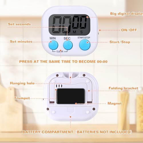 12 Pack Digital Kitchen Timers, Magnetic Countdown Timer - Image 5