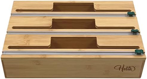 HELIA Bamboo Kitchen Wrap Organizer | Wall Mounting Solid Bamboo Foil and by Helia