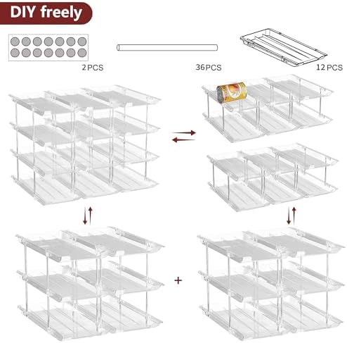 Can Organizer for Pantry, 3 Tier Stackable Rolling Can Storage Rack 2 Pack - Image 3
