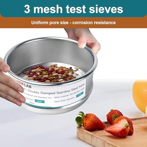 4" 304 Stainless Steel Lab Sieve, 3 Mesh Screen Sifter - Image 6