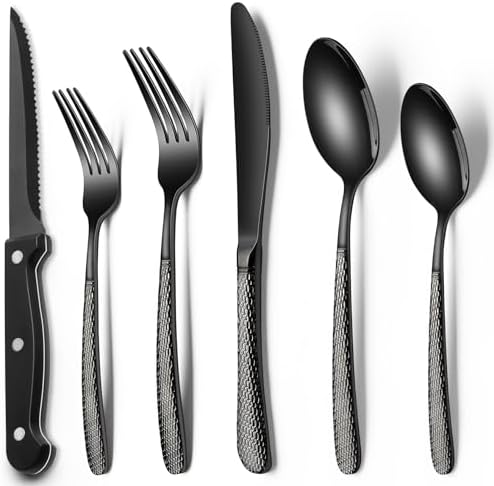 EWFEN 24-Piece Black Silverware Set by EWFEN