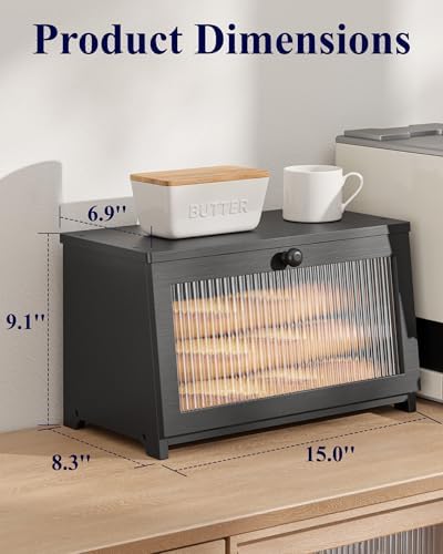 Kitsure Wooden Bread Box for Kitchen Countertop - Image 2