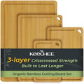 Keechee Kitchen Tools 4-Pcs Natural Bamboo Cutting Board Set by Keechee
