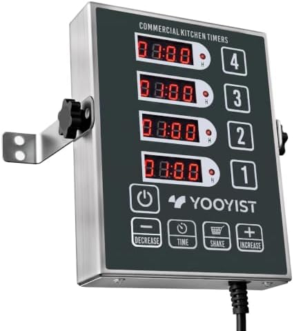 4 Channel Commercial Kitchen Timer Digital Stainless Steel Timer by YOOYIST