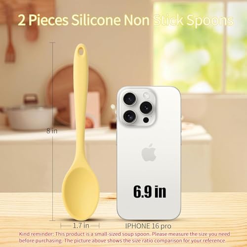 2 Pcs Mini Silicone Spoons, 8 Inch Mixing Spoons - Image 2