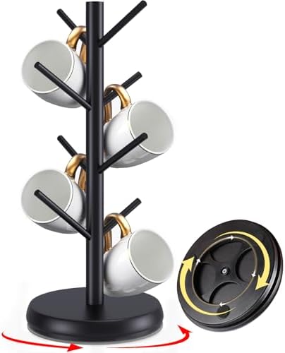 Rotating Bamboo Mug Tree | 8-Hook Holder by ZYZWTG