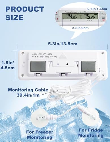 Digital Refrigerator Thermometer 2 Channel Freezer Thermometer - Image 2