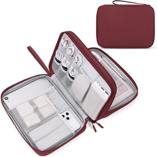 FYY Electronic Organizer, Travel Tech Pouch Bag, Extra Large, Wine Red by FYY