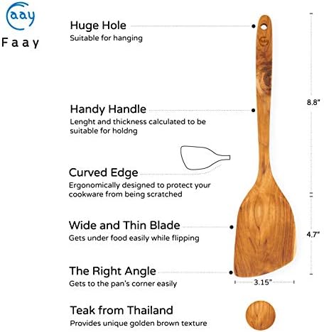 FAAY 13.5" Right-Hand Teak Spatula - Image 3