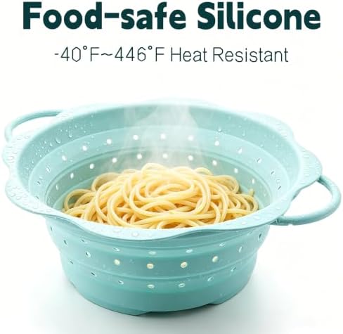 Collapsible Silicone Colander for Kitchen，Foldable Pasta Vegetable Strainer - Image 3