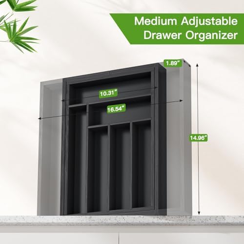 Pipishell Bamboo Expandable Silverware Drawer Organizer - Image 2