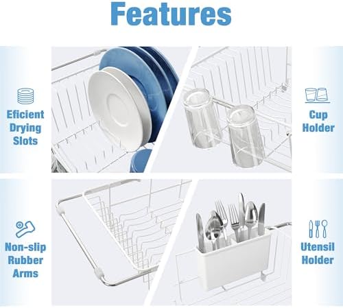 JASIWAY White Dish Drying Rack in Sink - Image 7
