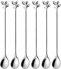 AnSaw 6-Piece Elegant Silver Leaf Long Handle Teaspoons by AnSaw