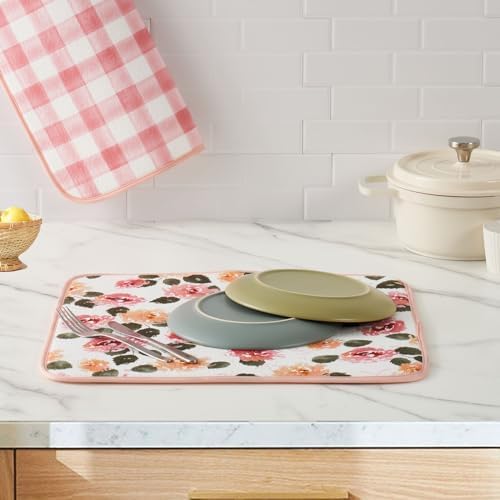 FRESHMINT Dish Drying Mats 2 Pack, Cottage Floral - Image 2