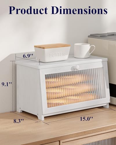Kitsure Wooden Bread Box for Kitchen Countertop - Image 2