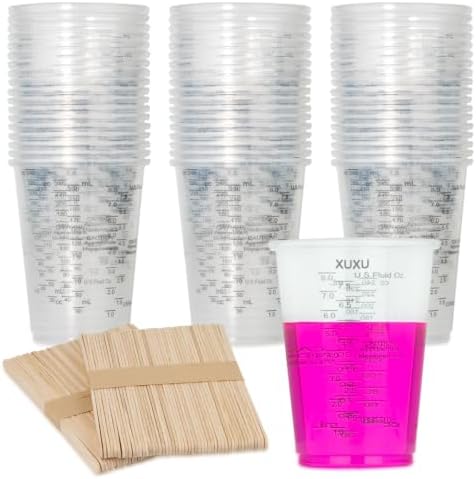200Pcs 8oz Graduated Clear Plastic Measuring Cups by XUXU